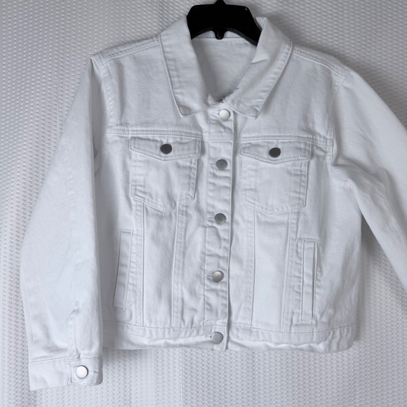 HME Womens Classic Denim Jacket White XL Button Front Trucker Style - Picture 3 of 8
